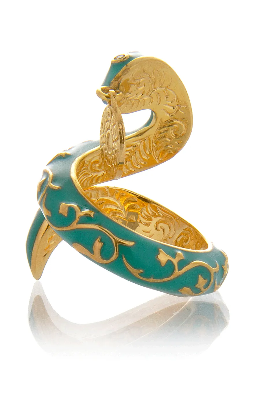 ISHARYA FLORENTINE Green Turquoise Serpent Coin Ring