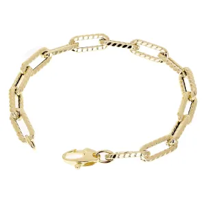 Italian 14k Yellow Gold Hollow Rope Paper Clip Link Bracelet 7.5" 6.3mm 5 grams