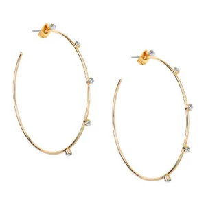 Janis Savitt Gold Hoop Crystal Earrings