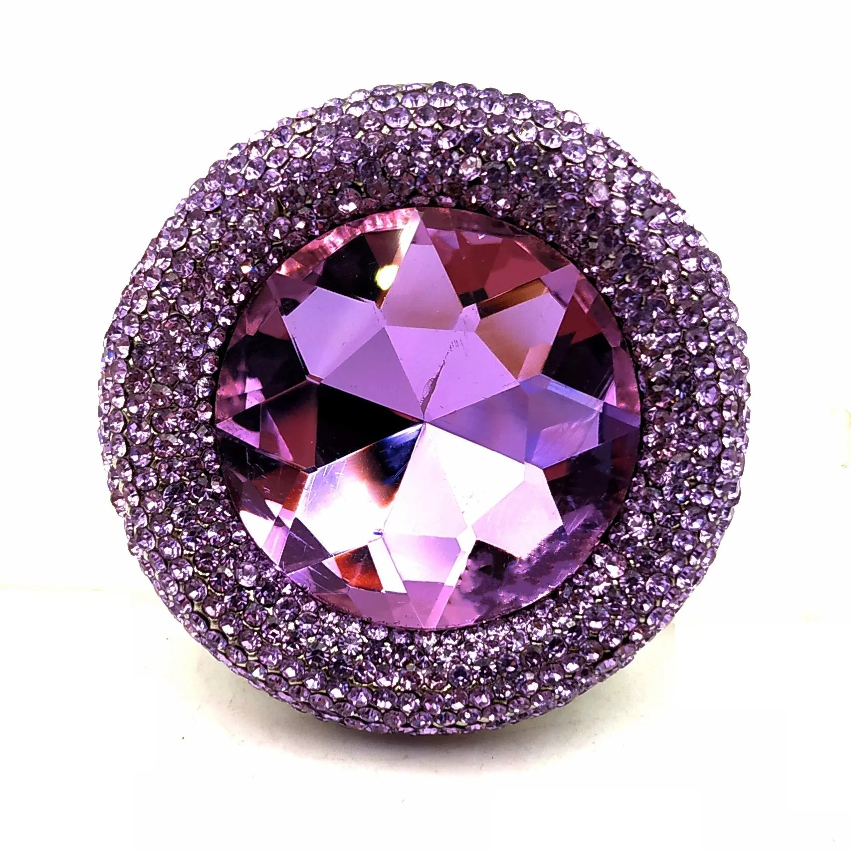 Jewelblings Fantastic Vintage Tinny Crystal Surrounded Large Round Purple Stone Brooches and Pins for Prom Dressy Anniversary Ball Jewelry