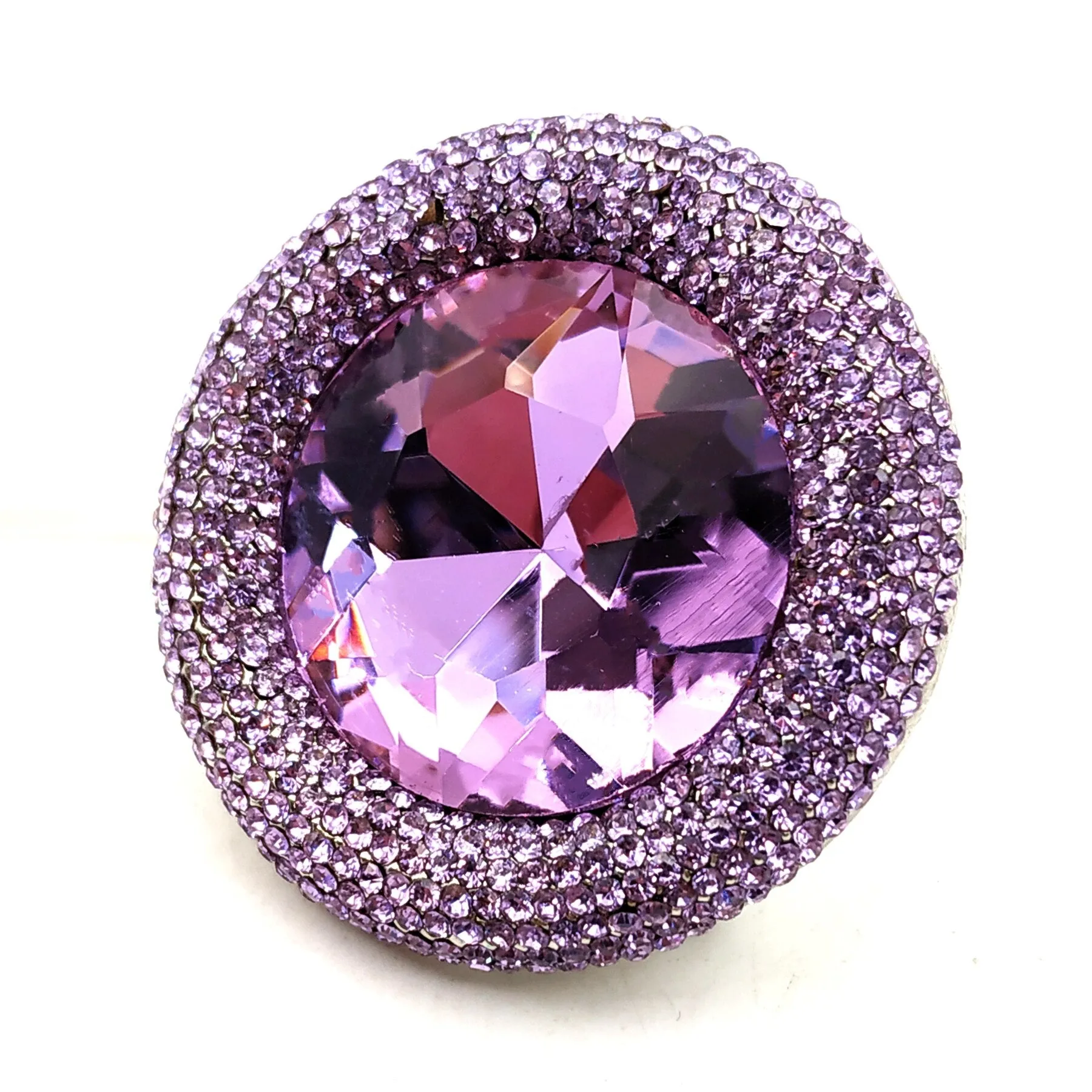 Jewelblings Fantastic Vintage Tinny Crystal Surrounded Large Round Purple Stone Brooches and Pins for Prom Dressy Anniversary Ball Jewelry