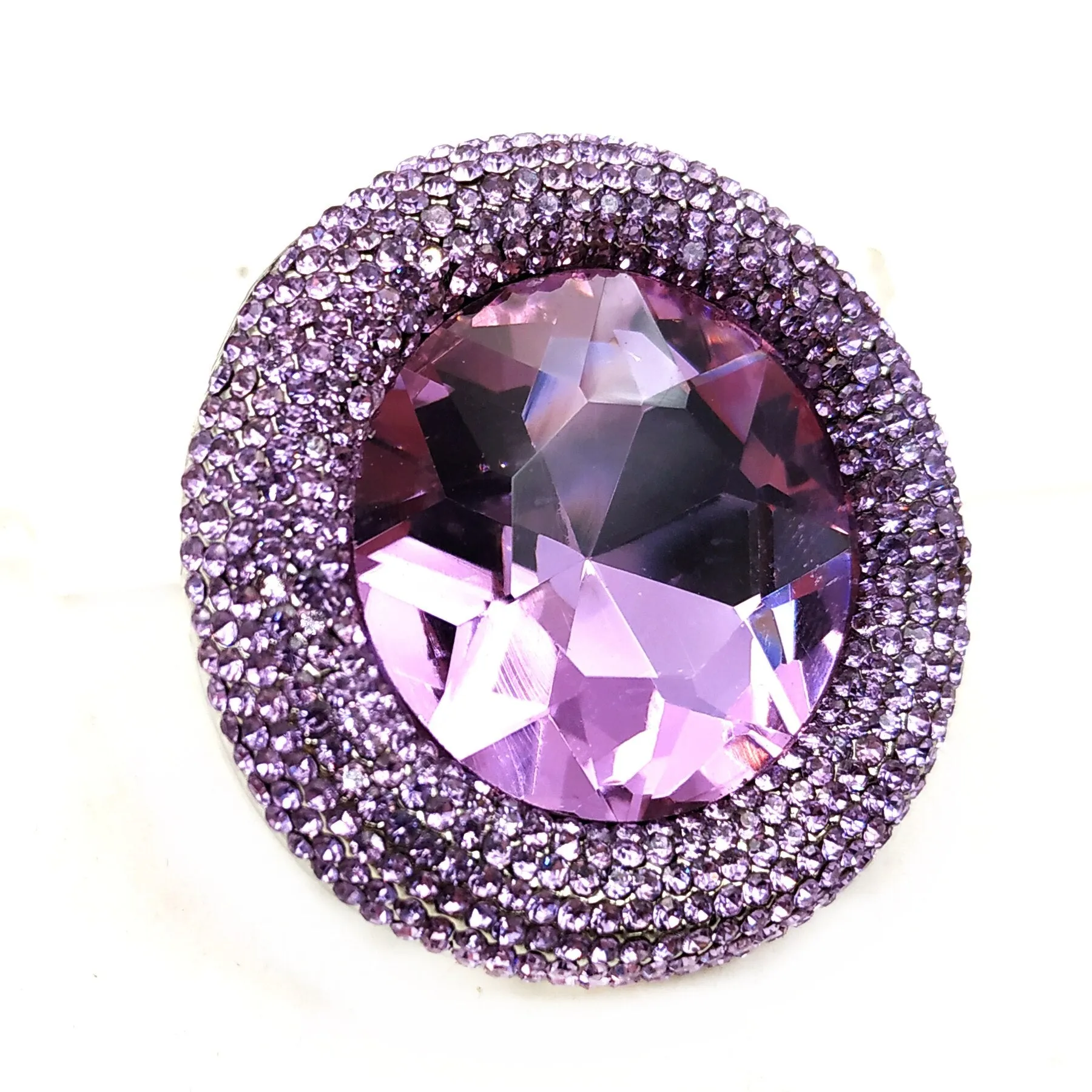 Jewelblings Fantastic Vintage Tinny Crystal Surrounded Large Round Purple Stone Brooches and Pins for Prom Dressy Anniversary Ball Jewelry