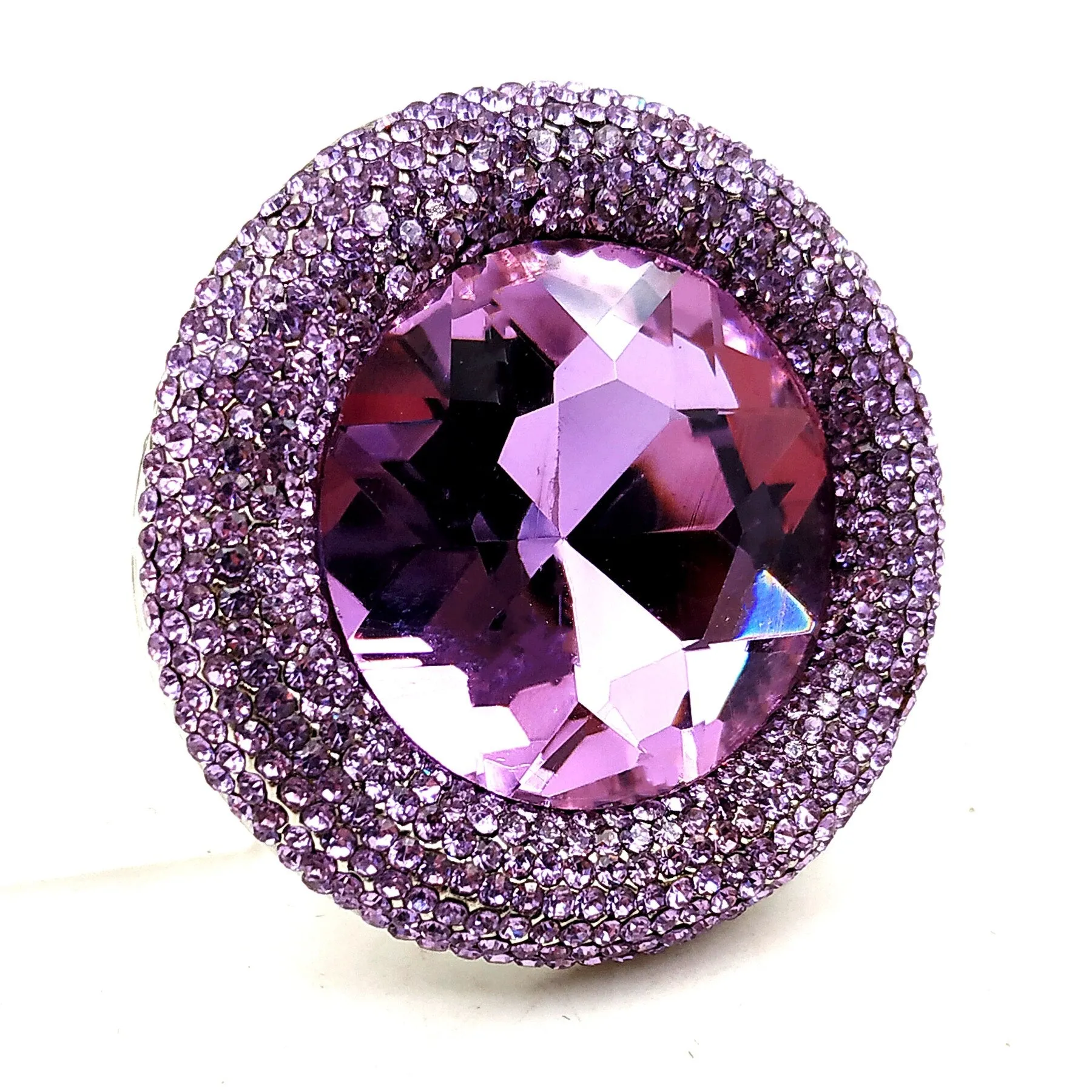 Jewelblings Fantastic Vintage Tinny Crystal Surrounded Large Round Purple Stone Brooches and Pins for Prom Dressy Anniversary Ball Jewelry