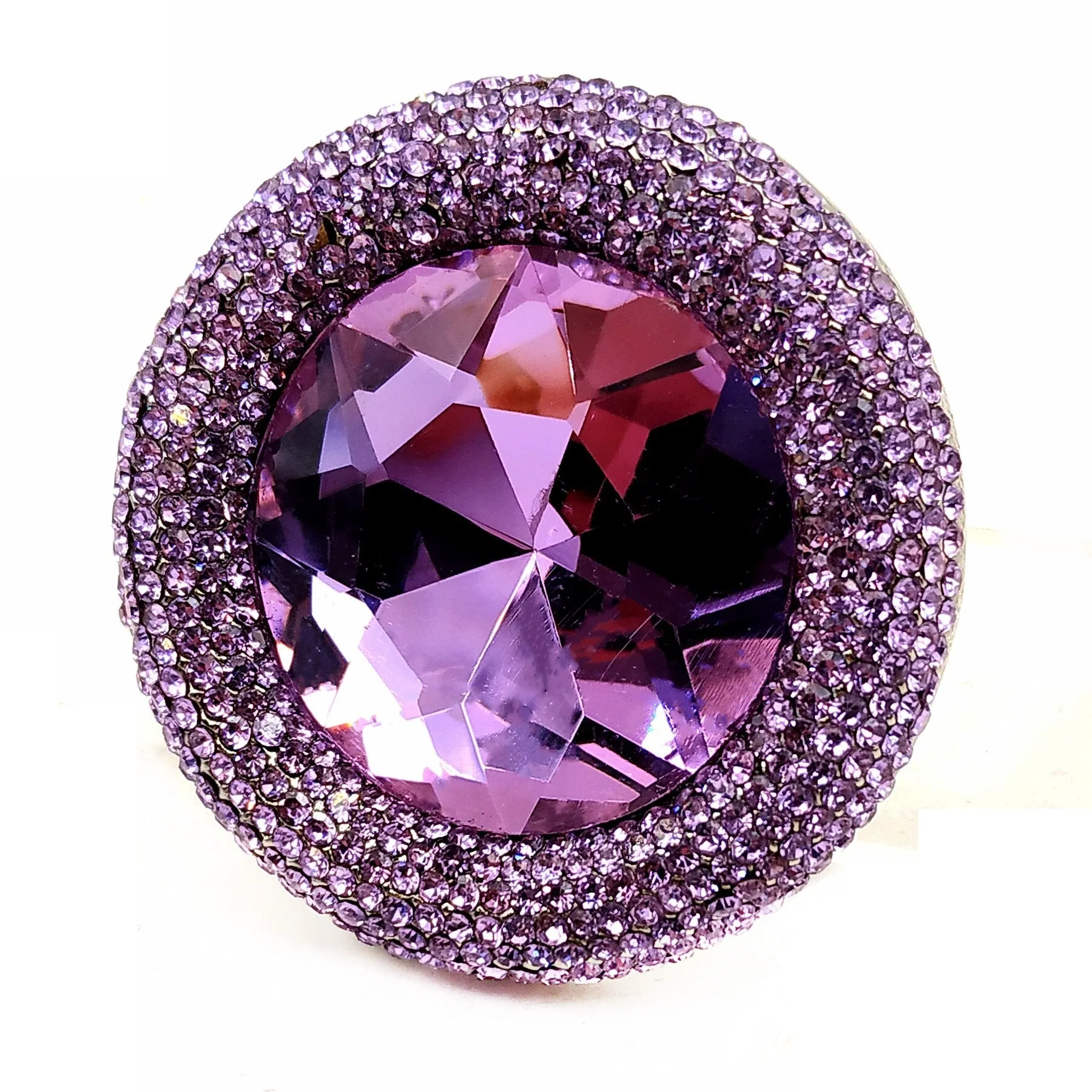 Jewelblings Fantastic Vintage Tinny Crystal Surrounded Large Round Purple Stone Brooches and Pins for Prom Dressy Anniversary Ball Jewelry