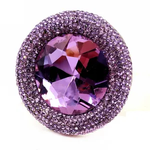 Jewelblings Fantastic Vintage Tinny Crystal Surrounded Large Round Purple Stone Brooches and Pins for Prom Dressy Anniversary Ball Jewelry