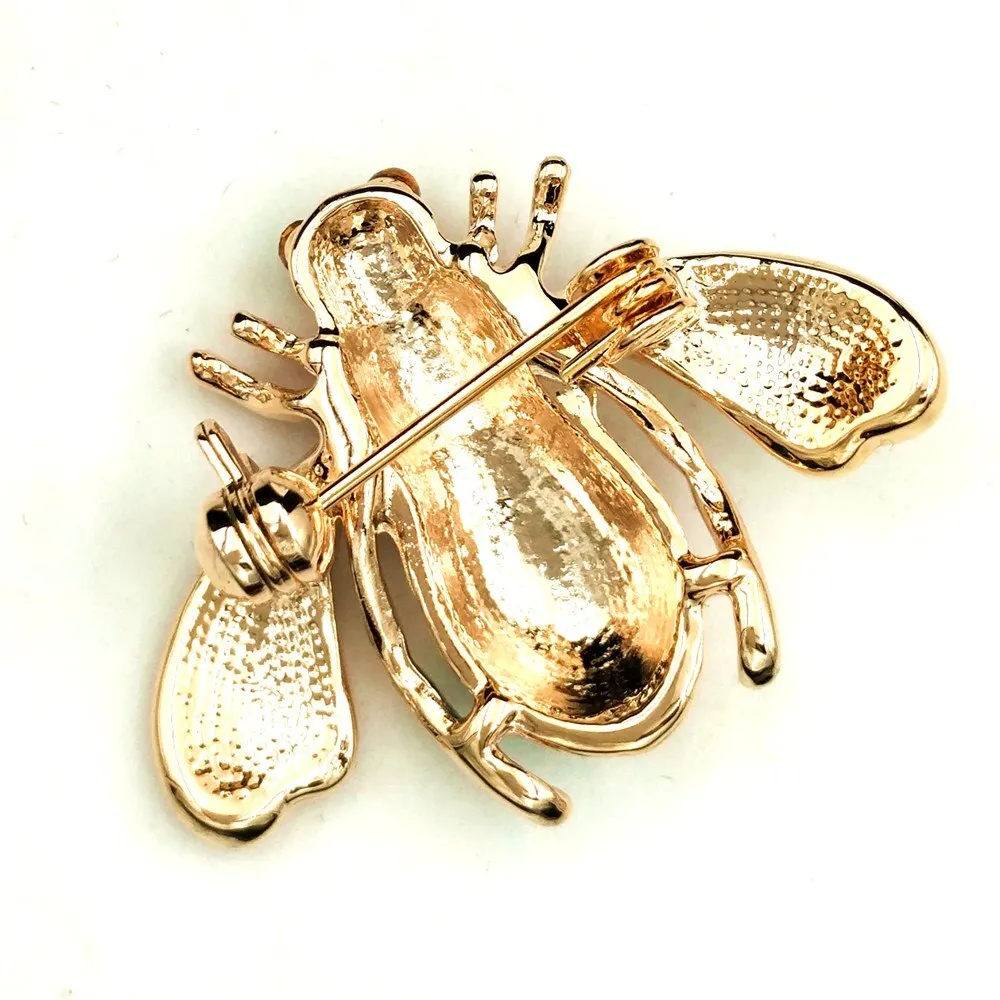 Jewelblings Pretty Pave Colored Crystal White Enameled Beetle Bug Brooches Gold Tone Colorful Heart Spotted Bee Pins Broach Insect Jewelry