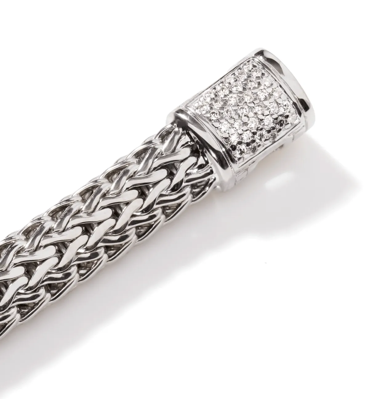 John Hardy Classic Chain Silver Diamond Pave' Bracelet 7.5mm