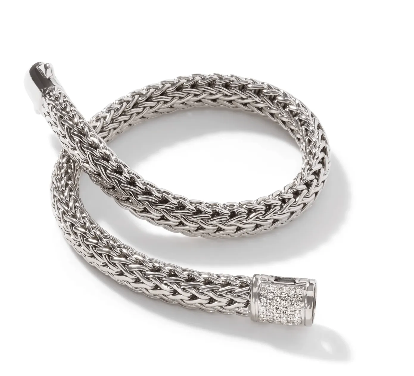 John Hardy Classic Chain Silver Diamond Pave' Bracelet 7.5mm