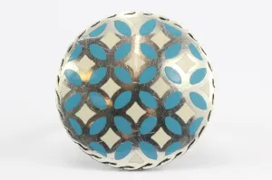 John Hardy Sterling Silver Blue & White Enamel Disk Kawung Ring size 7