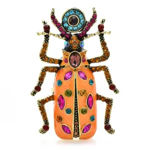 Jumbo Enamel Rhinestone Beetle Brooches