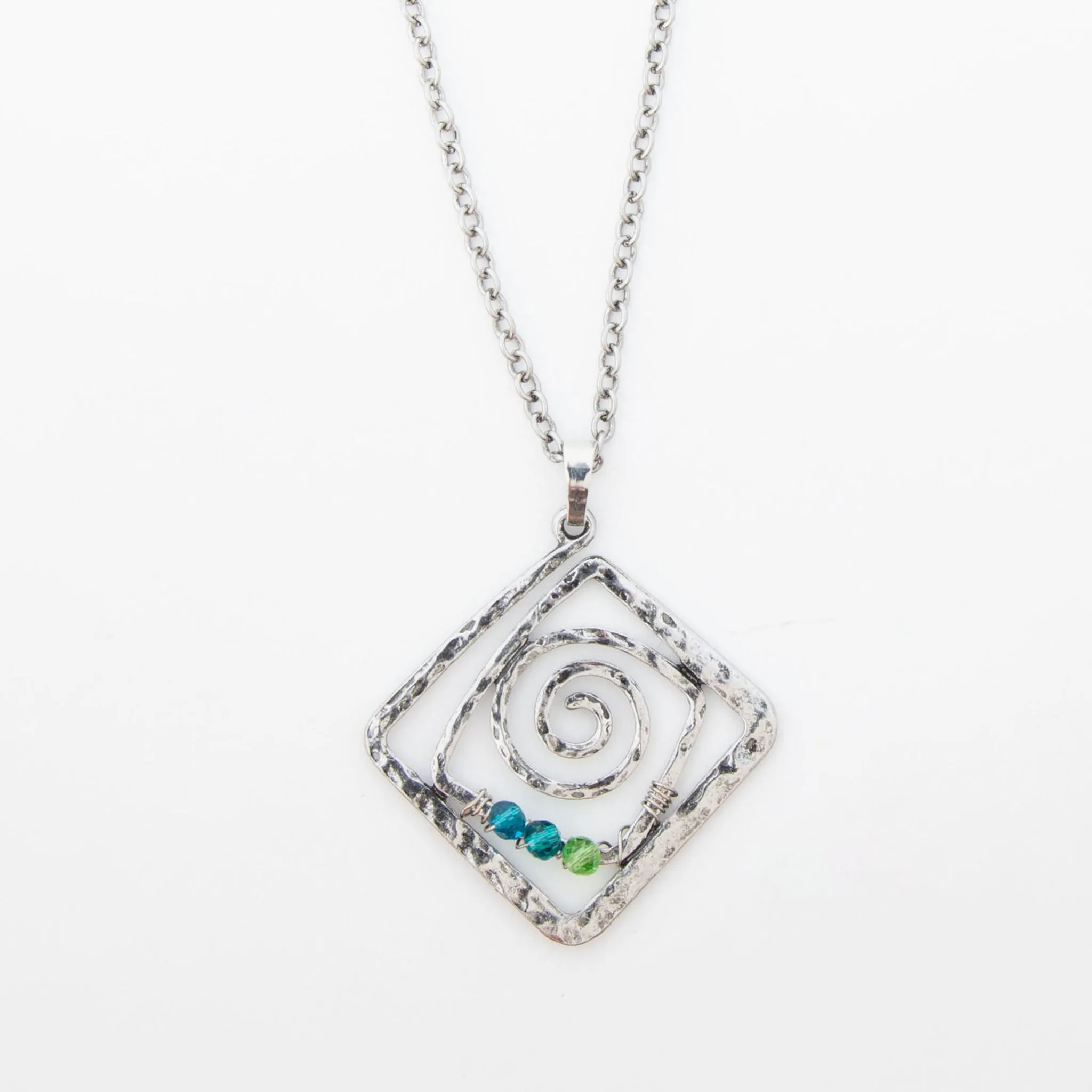 Kelley Wire Wrapped Square Pendant Necklace