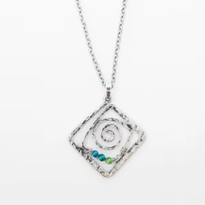 Kelley Wire Wrapped Square Pendant Necklace