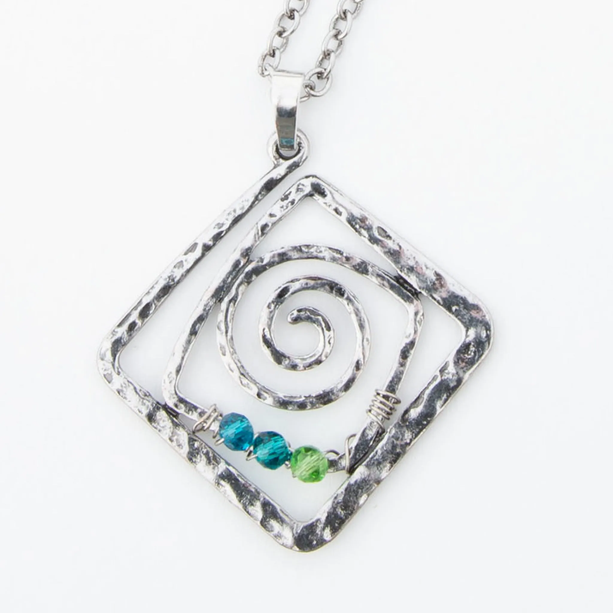 Kelley Wire Wrapped Square Pendant Necklace