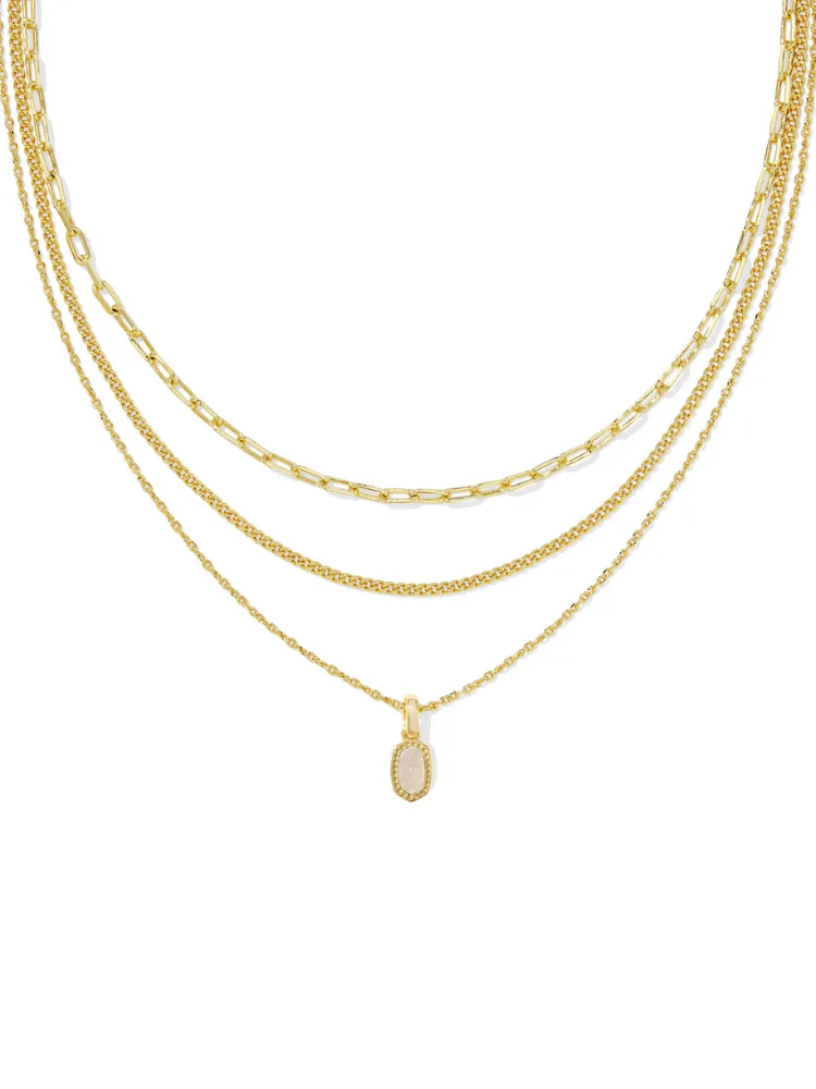 Kendra Scott Mini Elisa Triple Strand Necklace - Gold & Iridescent Drusy