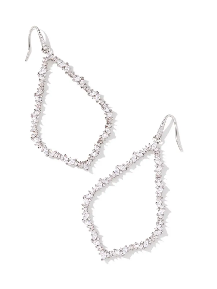 Kendra Scott Sophee Open Frame Earring - Silver & White Crystal