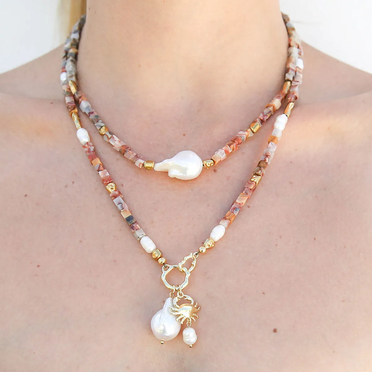 Keshi Crab Agate Necklace