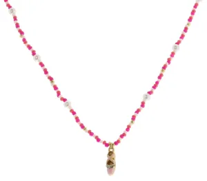 Kids Pink with Pearl Accents with Ballet Slipper Necklace