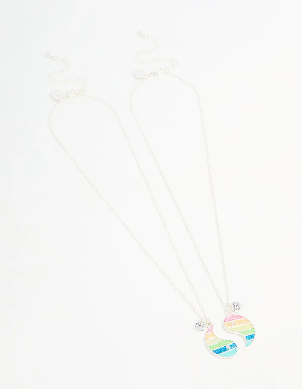 Kids Silver Pastel Yin-Yang BFF Pendant Necklace Set