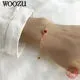 Korean Red CZ Link Chain Bracelet