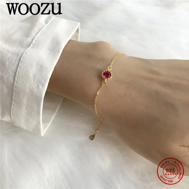 Korean Red CZ Link Chain Bracelet