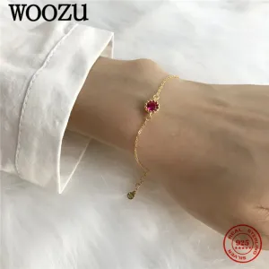 Korean Red CZ Link Chain Bracelet