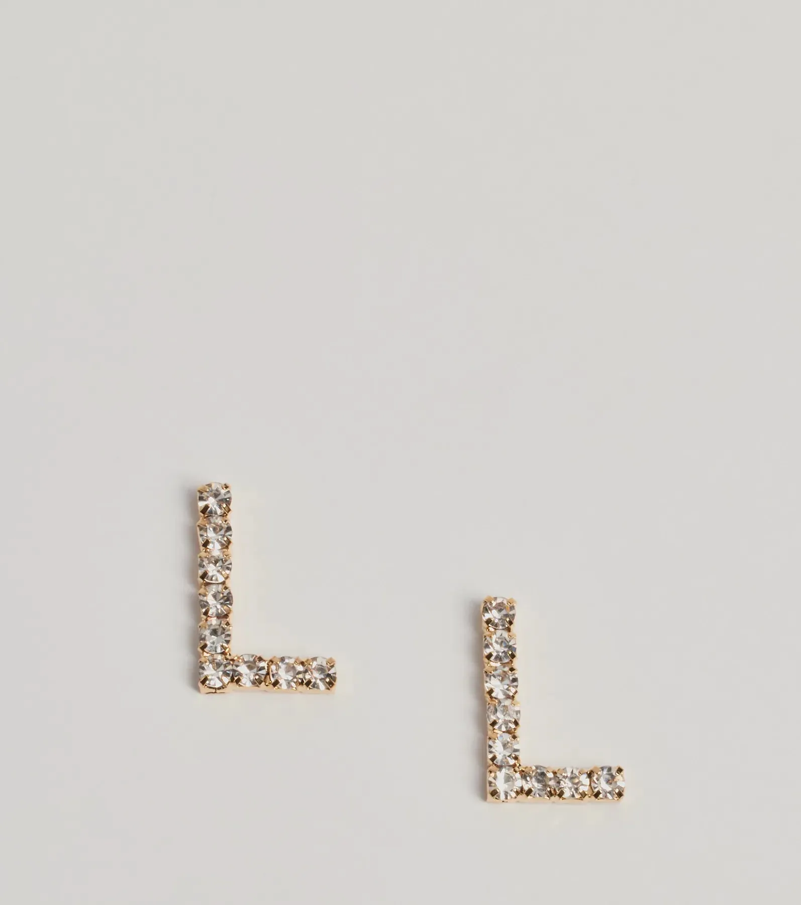 L Initial Rhinestone Stud Earrings