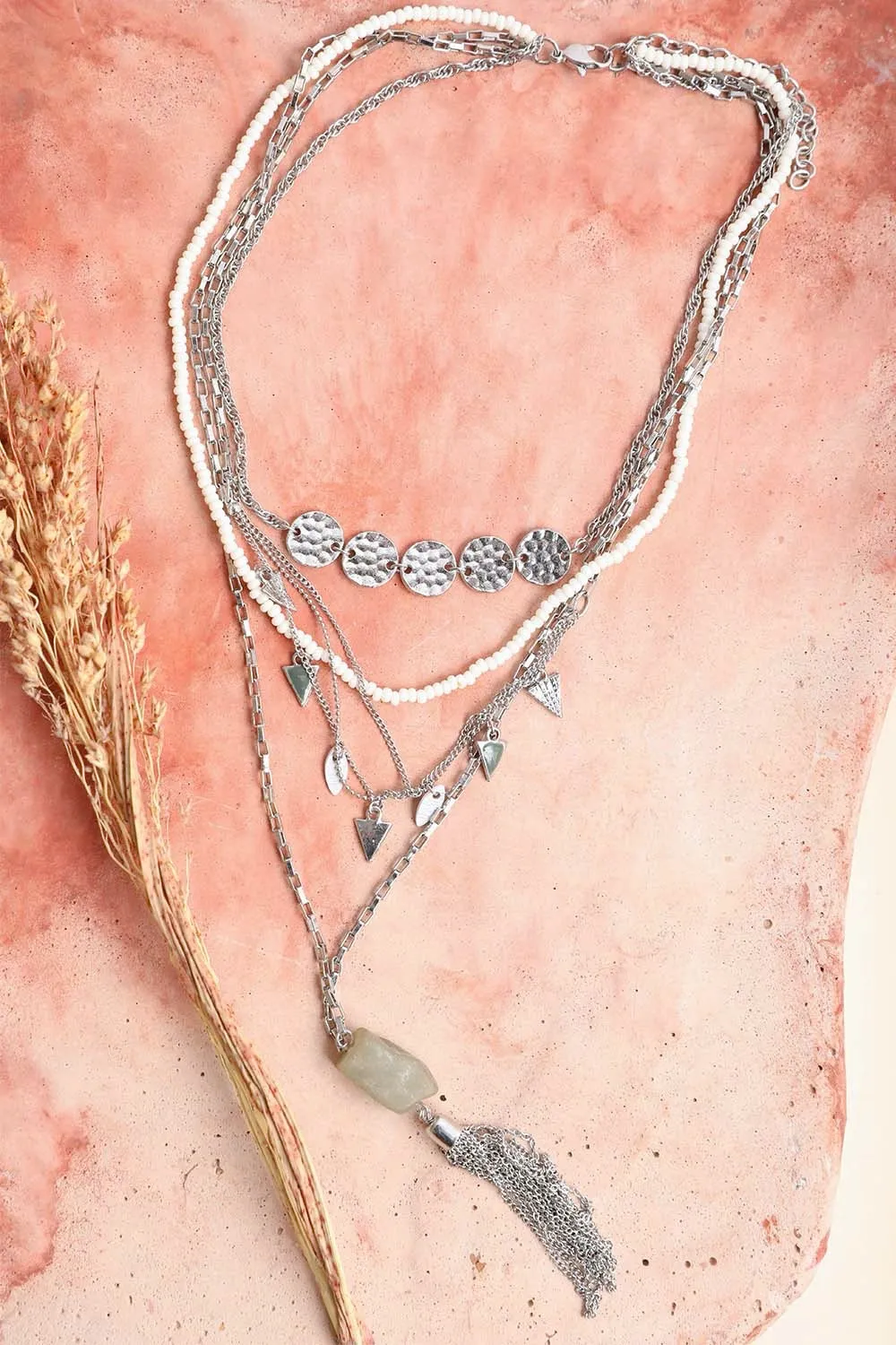 Layered Chain Jade Necklaces.