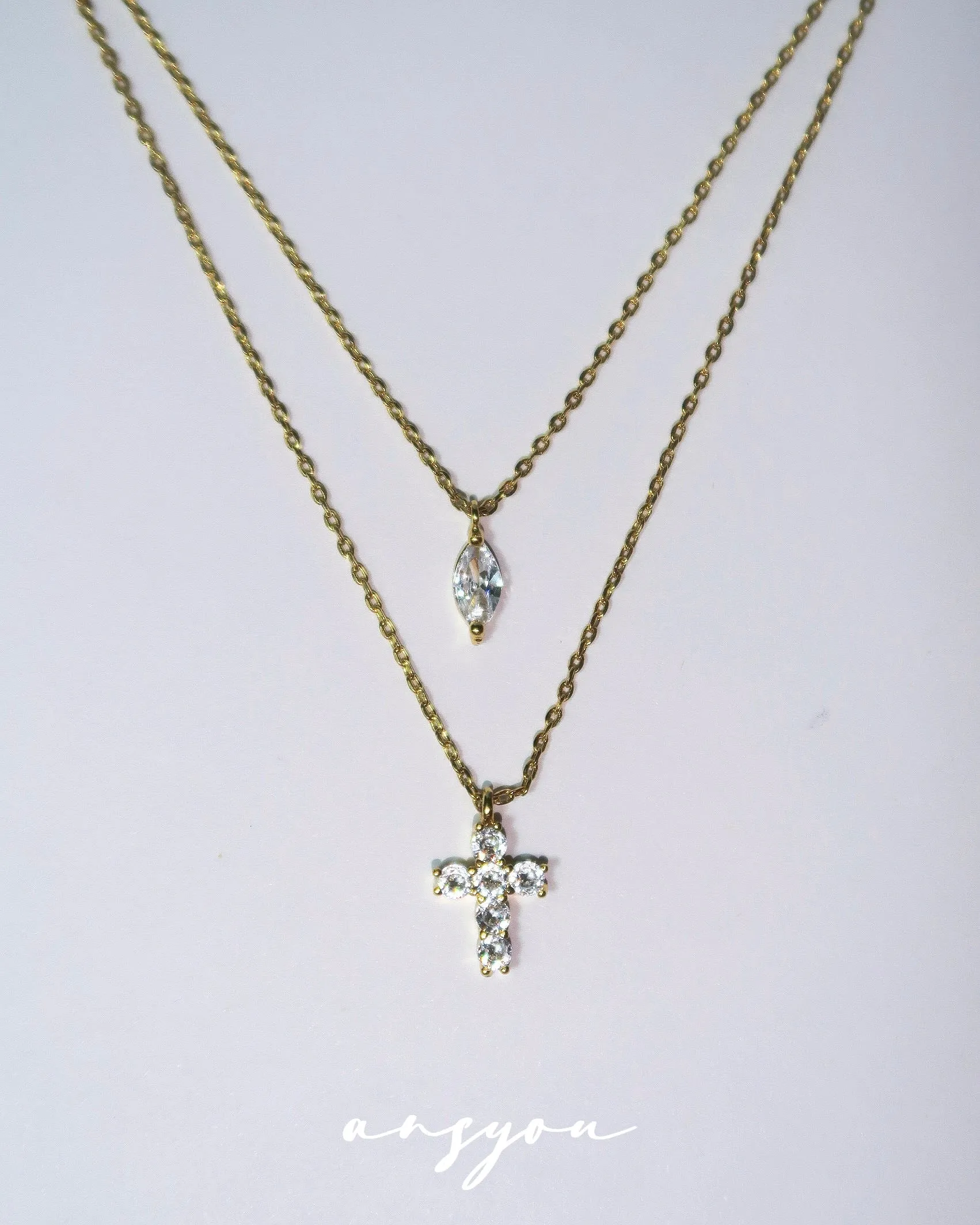 Layered Cross Choker Necklace