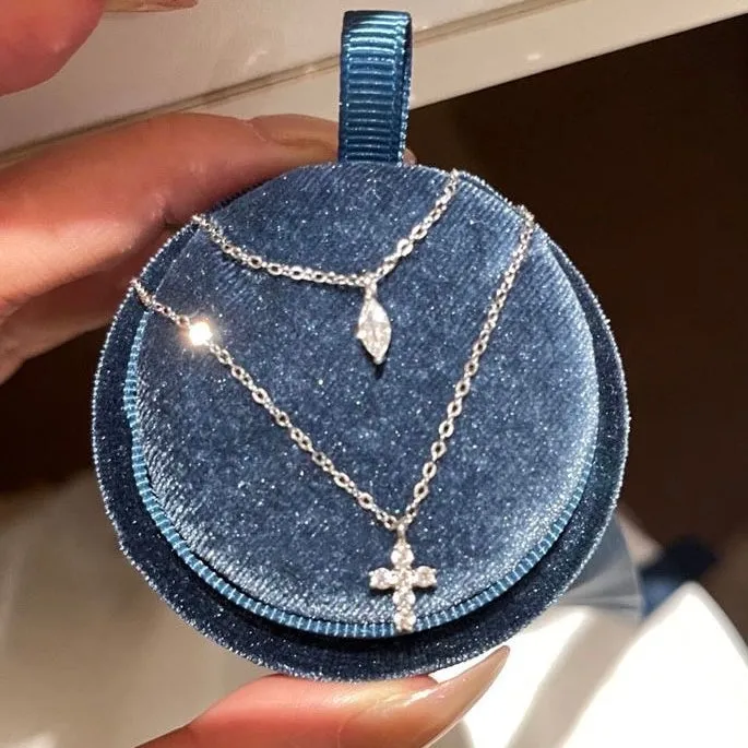 Layered Cross Choker Necklace