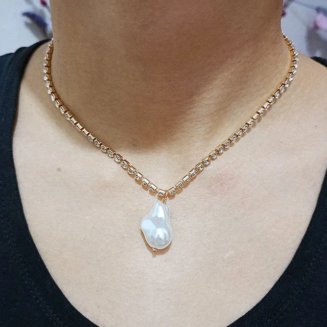 Layered Pearl Fashion Geometric Pendant Necklaces for Women