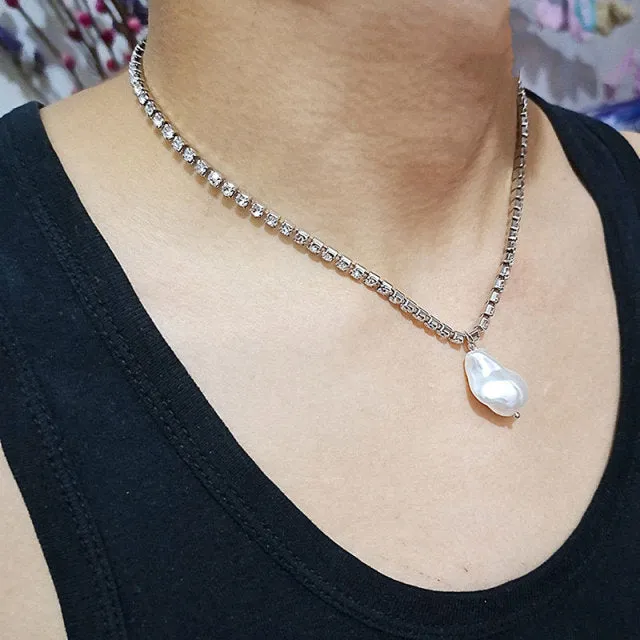 Layered Pearl Fashion Geometric Pendant Necklaces for Women