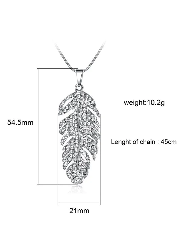 Leaf Pattern Rhinestone Necklace Earring Set