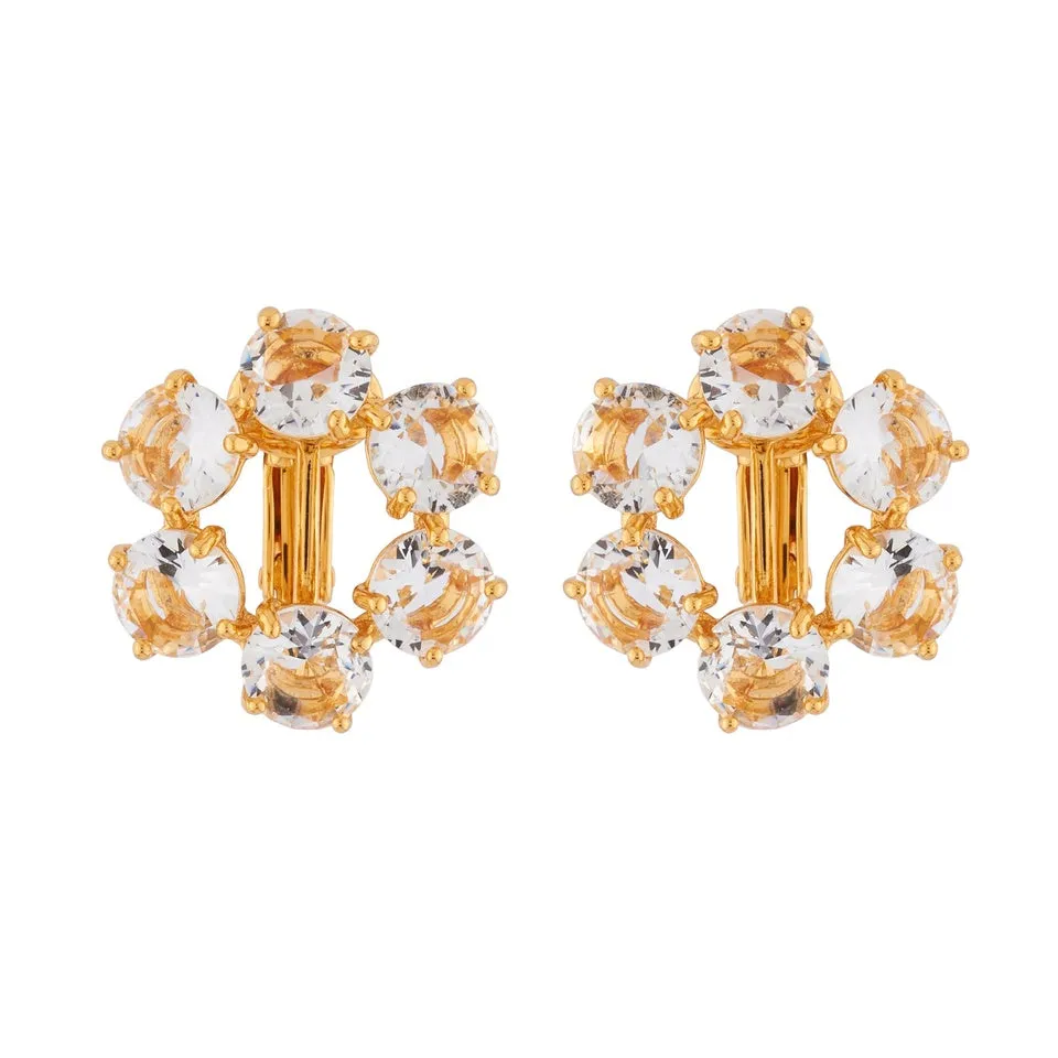 Les Nereides Crystal 6 Stones La Diamantine Clip-On Creoles