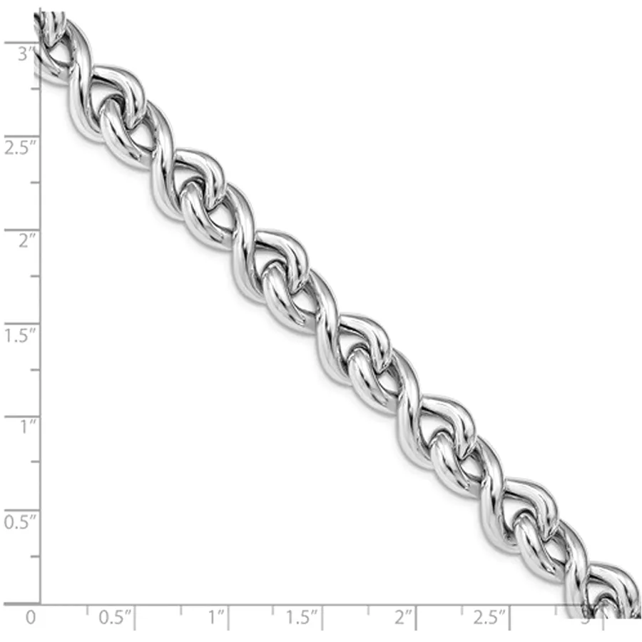 Leslie's Sterling Silver Rhodium-plated Fancy Link Bracelet