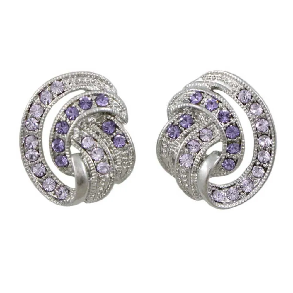 Light and Dark Purple Crystal Waves Clip On Earring - REC139C