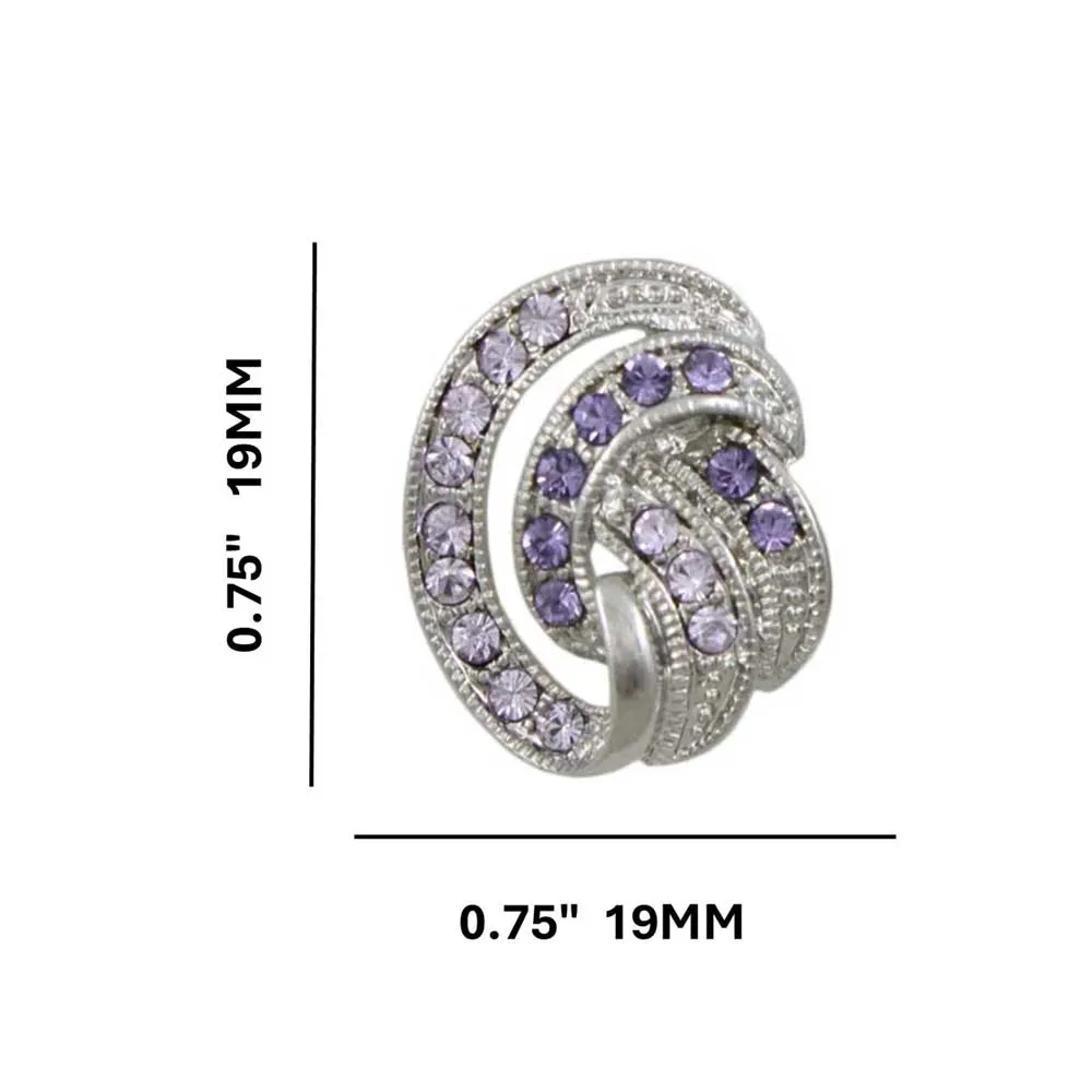 Light and Dark Purple Crystal Waves Clip On Earring - REC139C