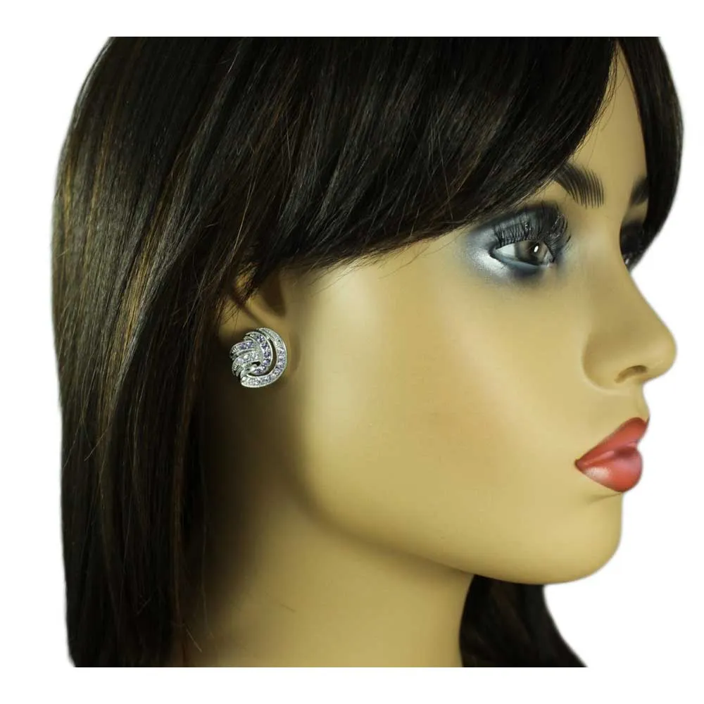 Light and Dark Purple Crystal Waves Clip On Earring - REC139C