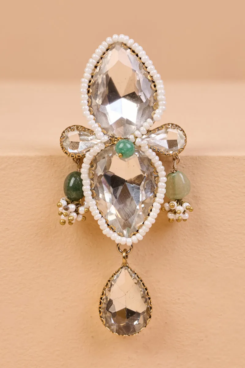 Light Green Double Stoned Crystal Brooch