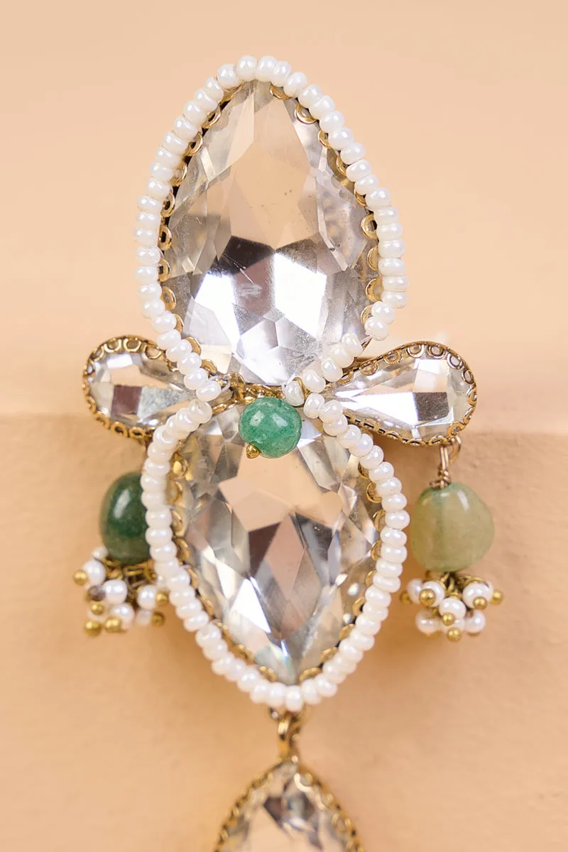 Light Green Double Stoned Crystal Brooch