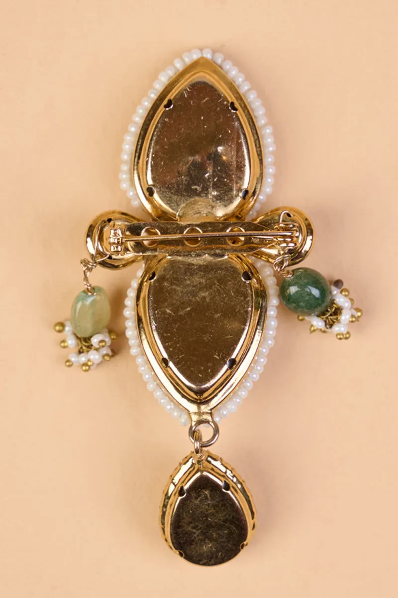Light Green Double Stoned Crystal Brooch