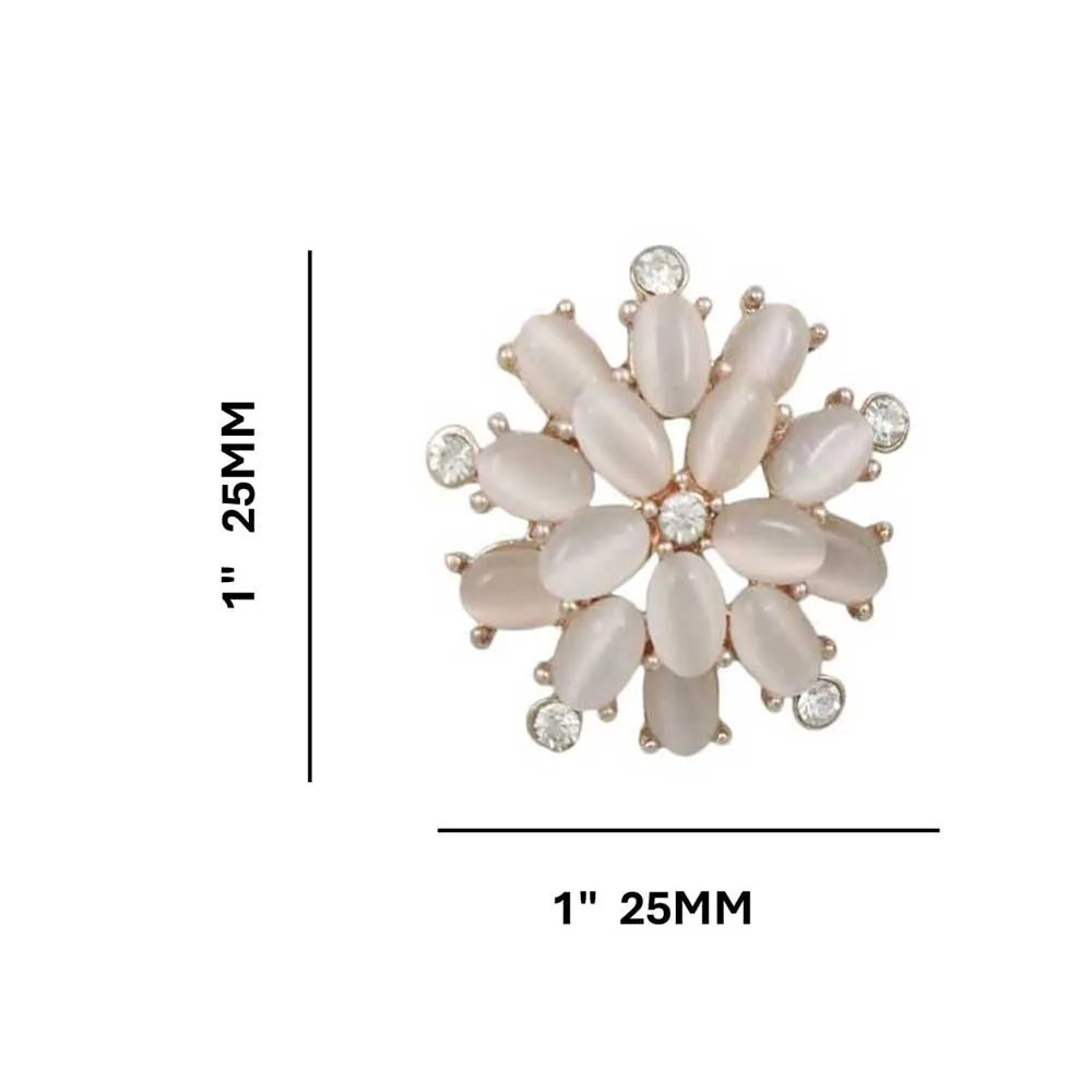 Light Pink Cats Eye Flower Stud Pierced Earring - REC407