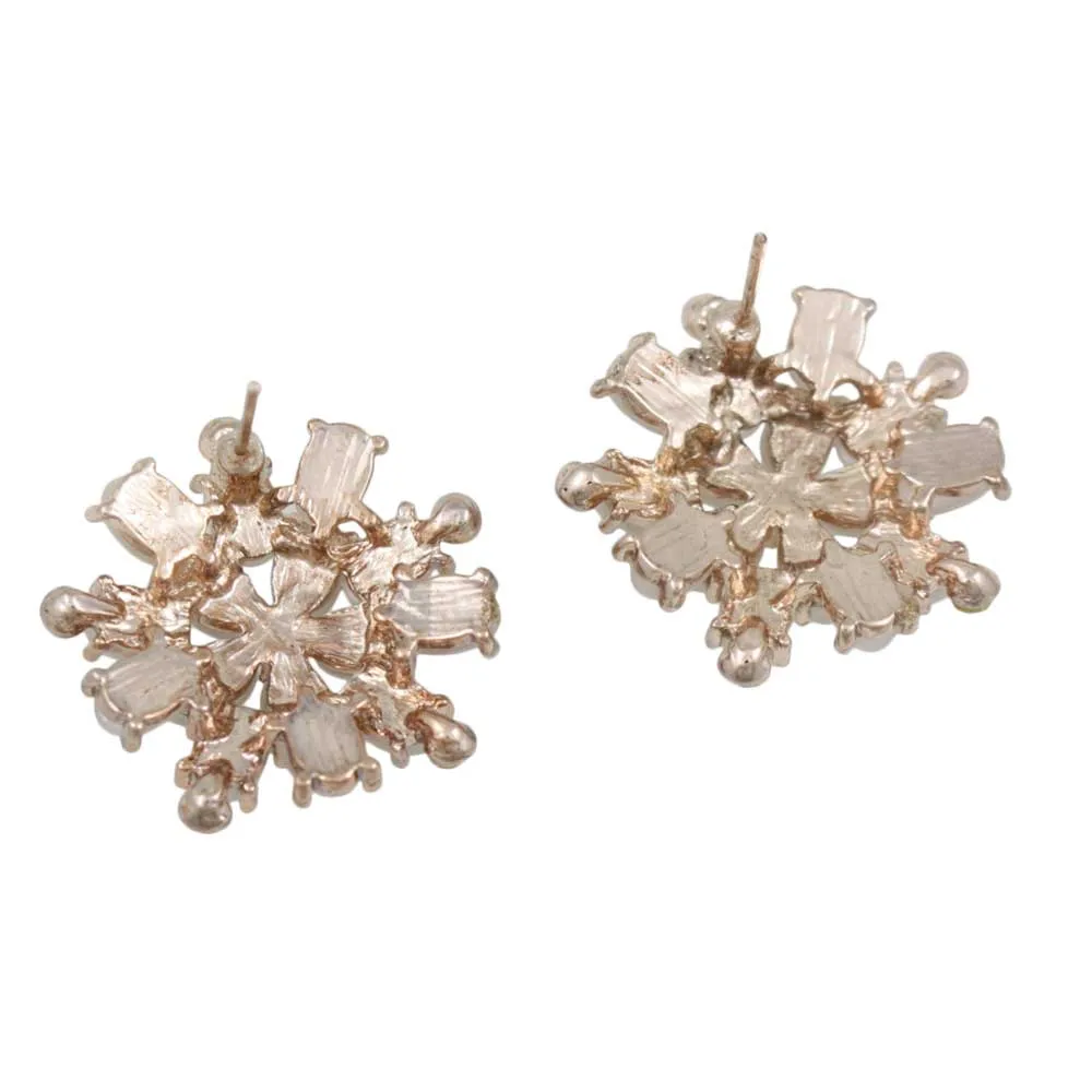 Light Pink Cats Eye Flower Stud Pierced Earring - REC407