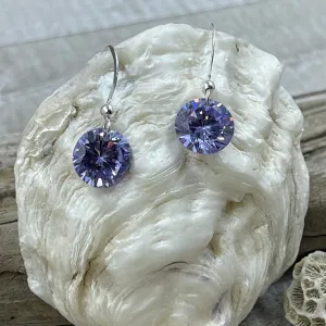 Light Purple Crystal Round Earrings