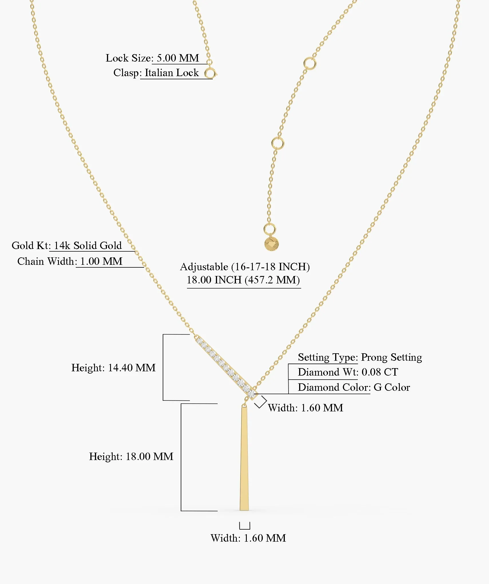 Linear Elegance 14K Gold Necklace