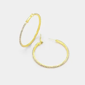 Little Girls Crystal Hoop Earrings on Gold | 2" |269218