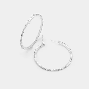 Little Girls Crystal Hoop Earrings on Silver  | 2" |  269220