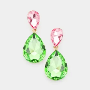 Little Girls Double Multi-Color Crystal Teardrop Evening Earrings | 486083