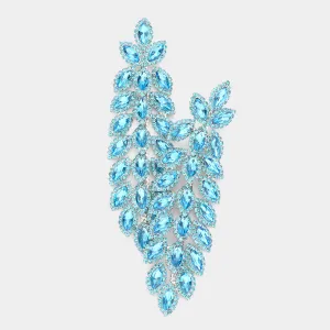 Long Aqua Crystal Rhinestone Pageant Earrings | 526875