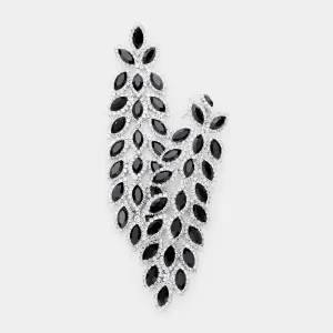 Long Black/Clear Crystal Rhinestone Pageant Earrings | 454007