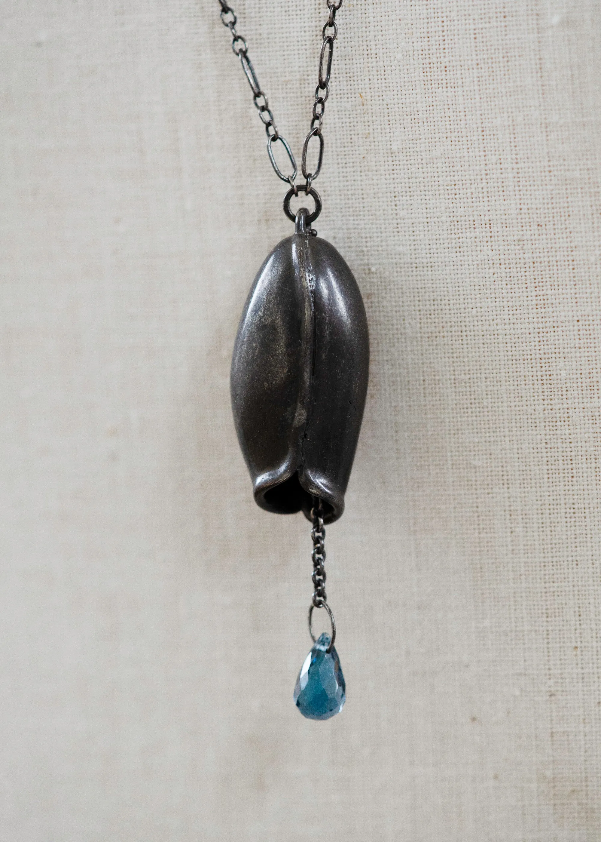 Long pod and Blue topaz necklace